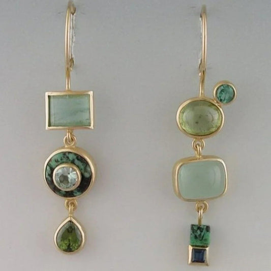 Retro Green Drop Earrings