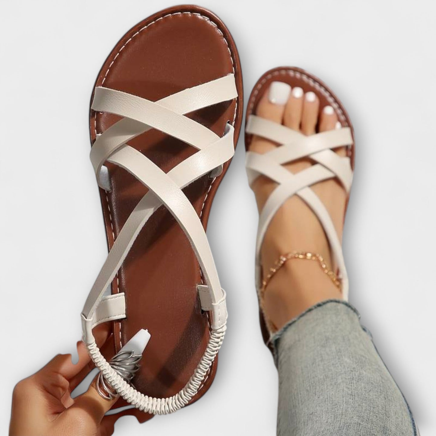 Deborah - Women's Sandals with Light Cross Strap