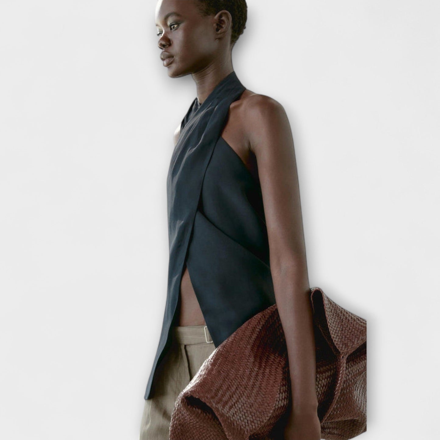 Leah - Blue Halter Neck Top with Back Cutout