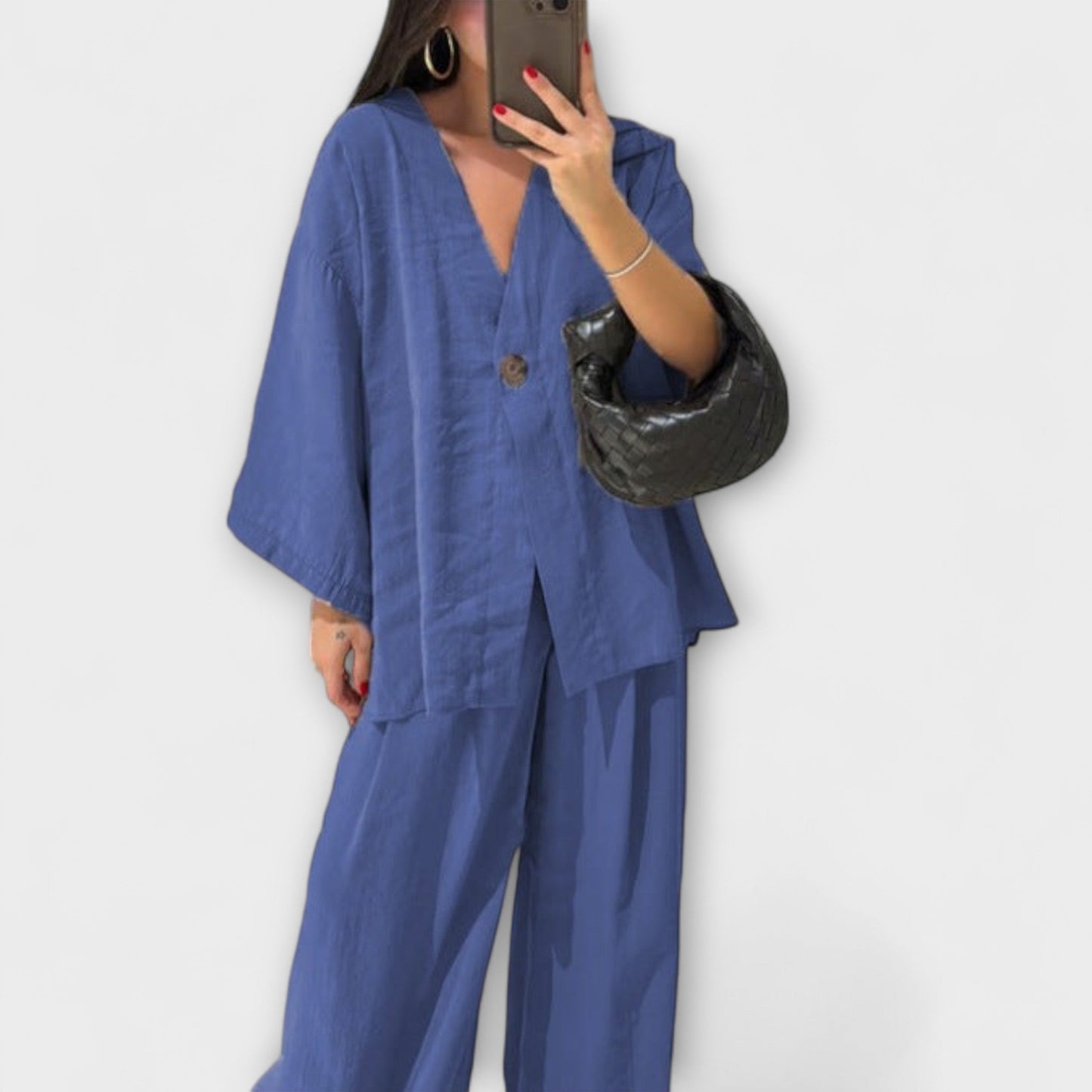 Jacqueline - Casual V-Neck Top and Pants Duo