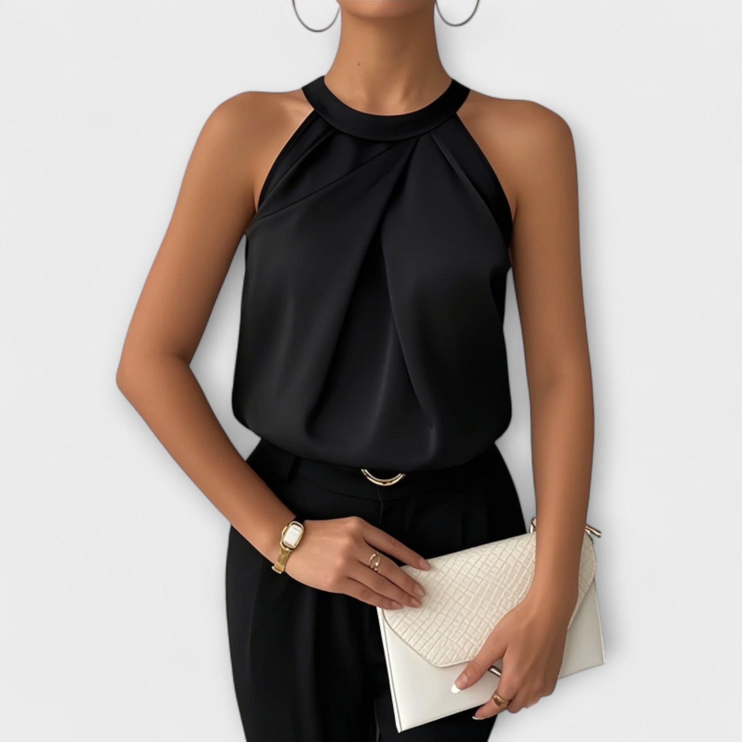 Skye - Chic Satin Blouse with Off-Shoulder Design