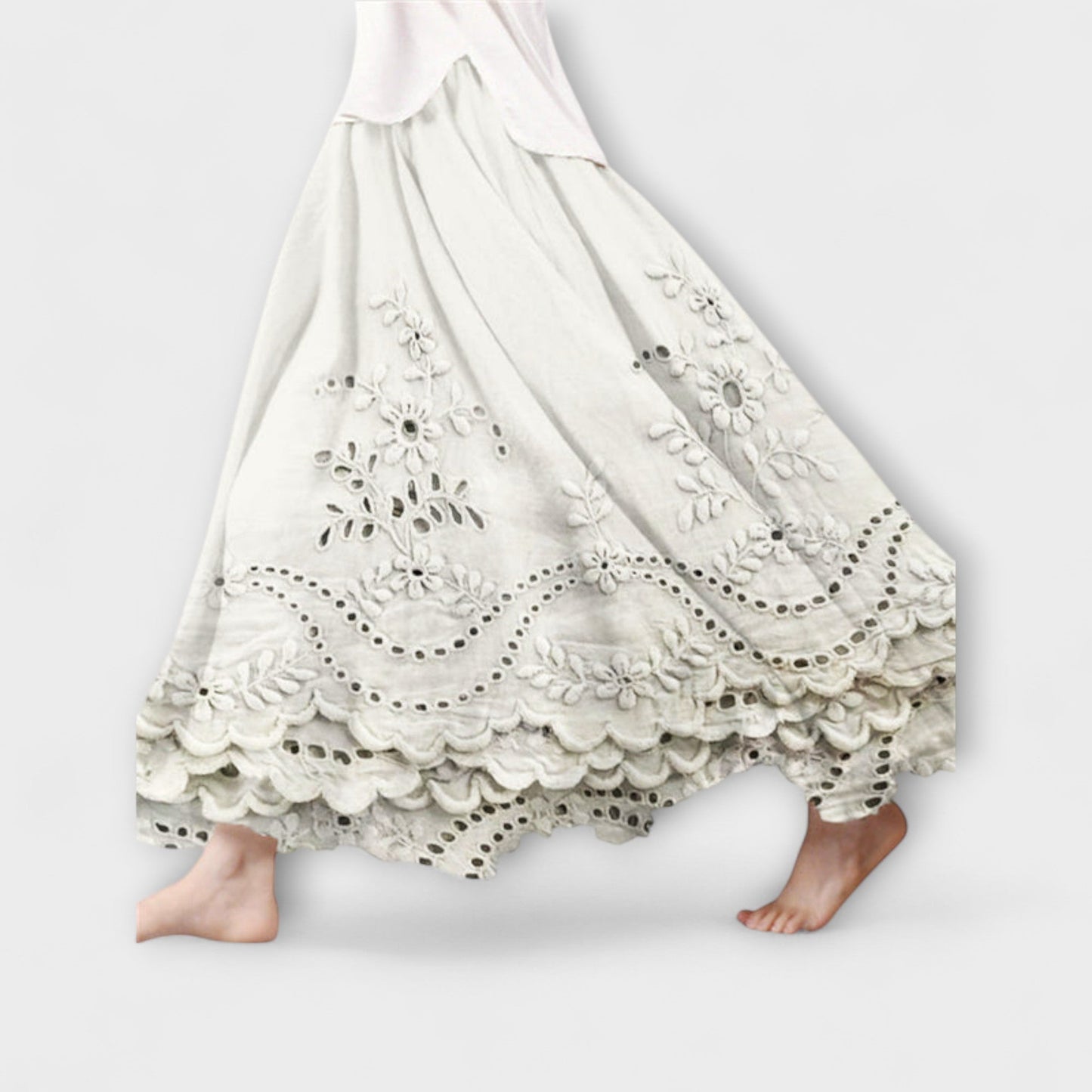 Luna – Boho Maxi Skirt with Embroidery