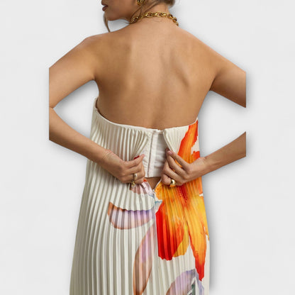 Michelle - Sweetheart Maxi Dress in Orange Floral