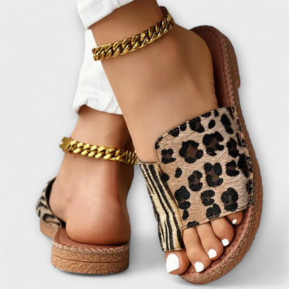 Stylish Two-Tone Slides with Leopard Print