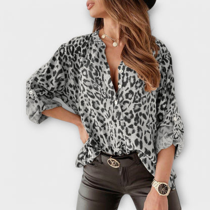 Fashionable Blouse with Leopard Print