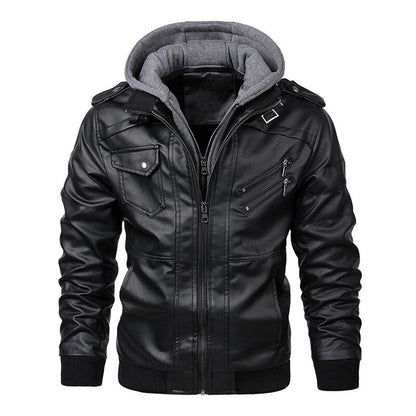 Leather Jacket with Hood