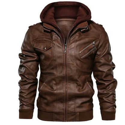 Leather Jacket with Hood