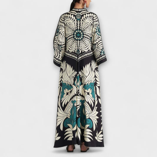 Giselle - Chic Floral Pattern Flowing Maxi Dress