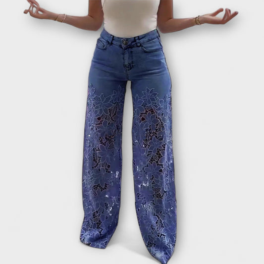 Trendy Lace Patchwork Jeans